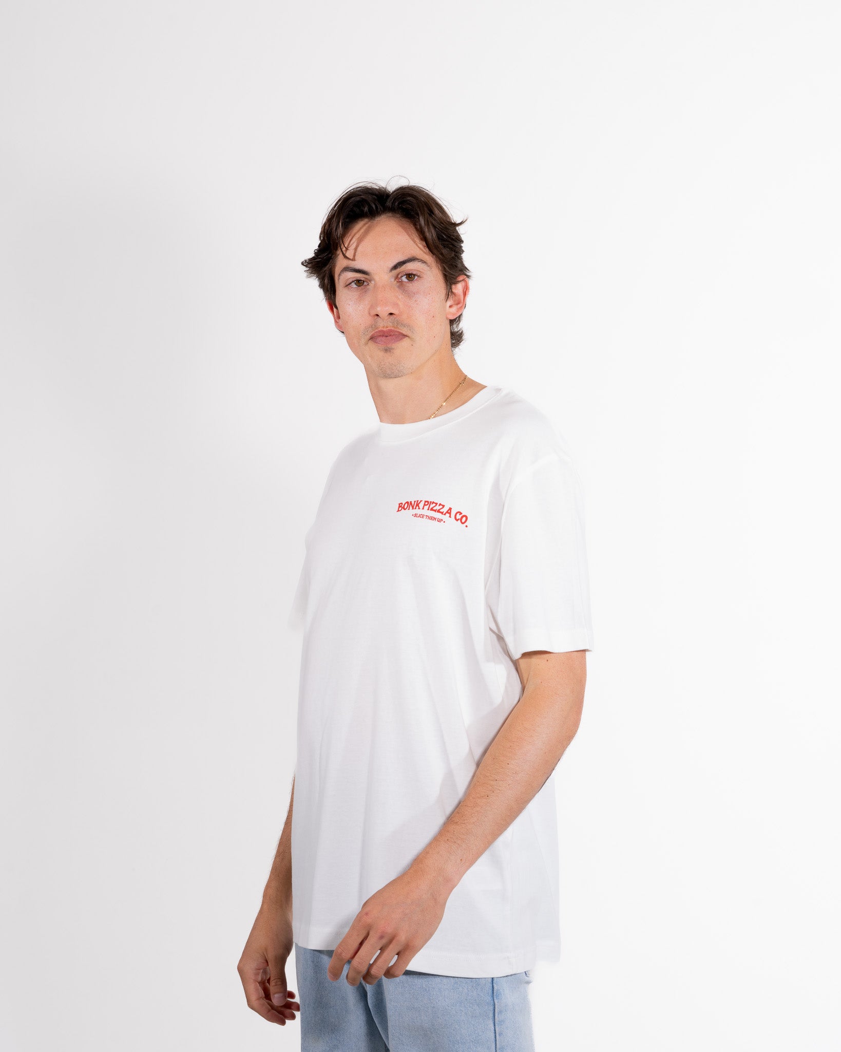 T-shirt Donna Tuono Cheesy Pizza - Maglietta Bianca In Cotone Biologico 100%, Vestibilità Comoda, Stampata In UE